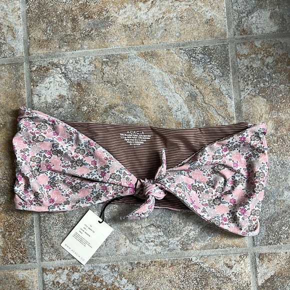 Acacia Baker Printed Bikini Top Extra Small Bandeau Tie Front Size Large NWT - Picture 13 of 15
